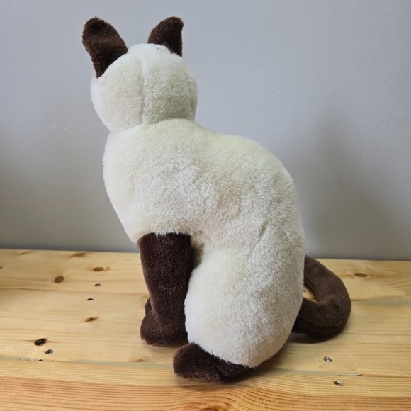 Vintage Douglas Cuddle Toy Siamese Cat Plush White Brown Whiskers Sitting - Picture 3 of 11